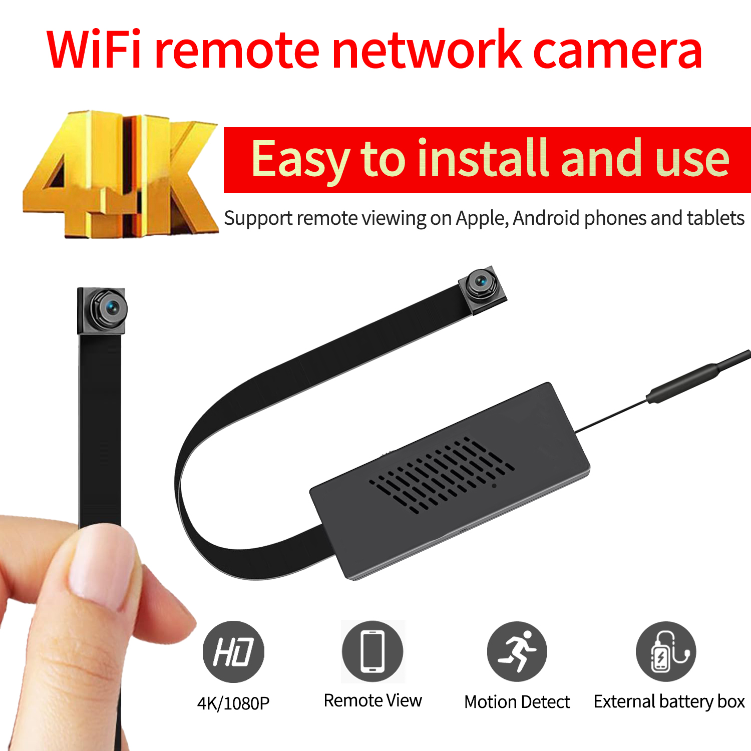 4K WiFi Security Camera with Motion Detection & Remote Alerts, Wireless Indoor Camera with App Control, Easy Installation, Supports 4K/2K/1080P Remote Viewing for iOS & Android