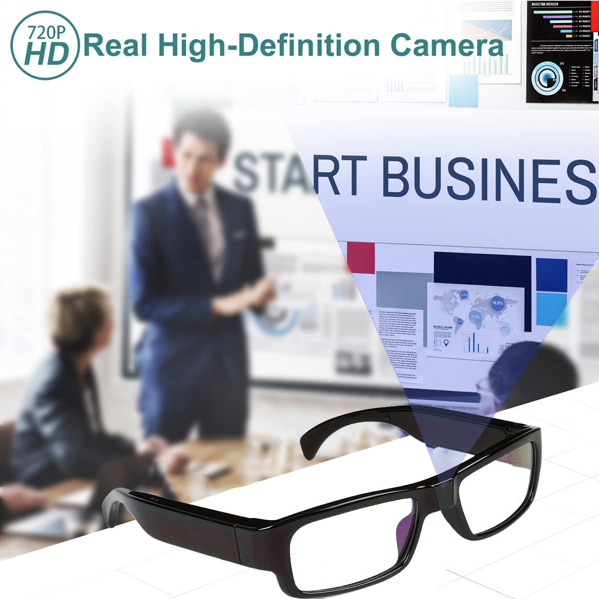 HD Smart Camera Glasses with Motion Detection, Hands-Free Recording & 32GB SD Card Support
