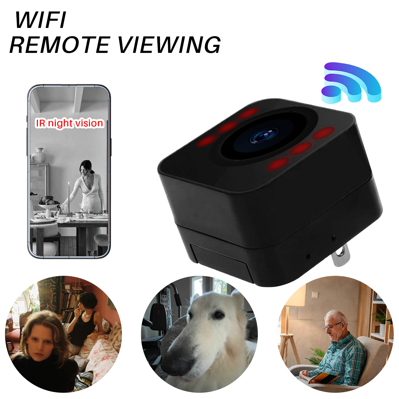 WiFi mini Wall-Mounted Camera, 720P HD, Supports Remote Monitoring and Motion Detection, Multi-Functional Home Security Camera