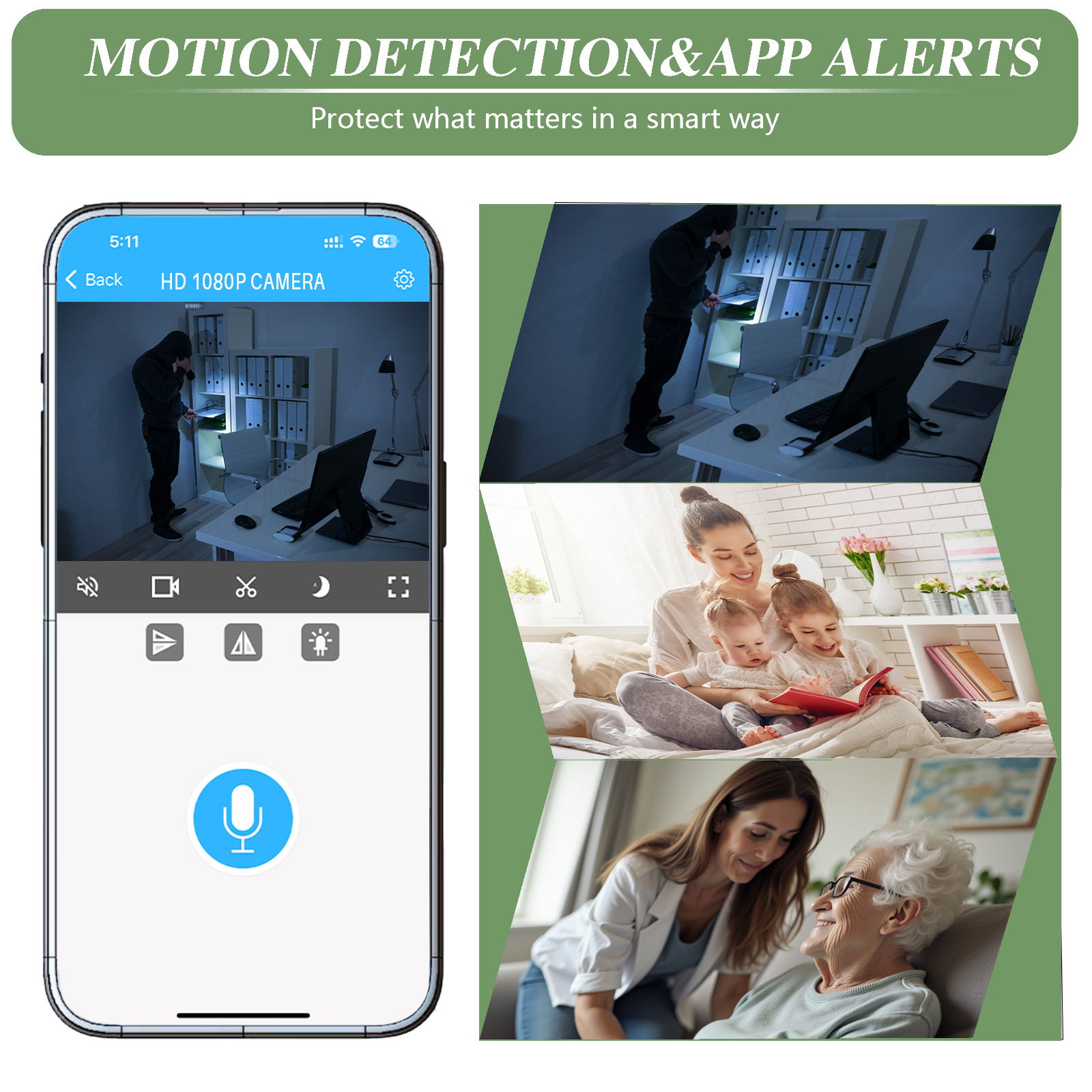 WiFi mini Wall-Mounted Camera, 720P HD, Supports Remote Monitoring and Motion Detection, Multi-Functional Home Security Camera