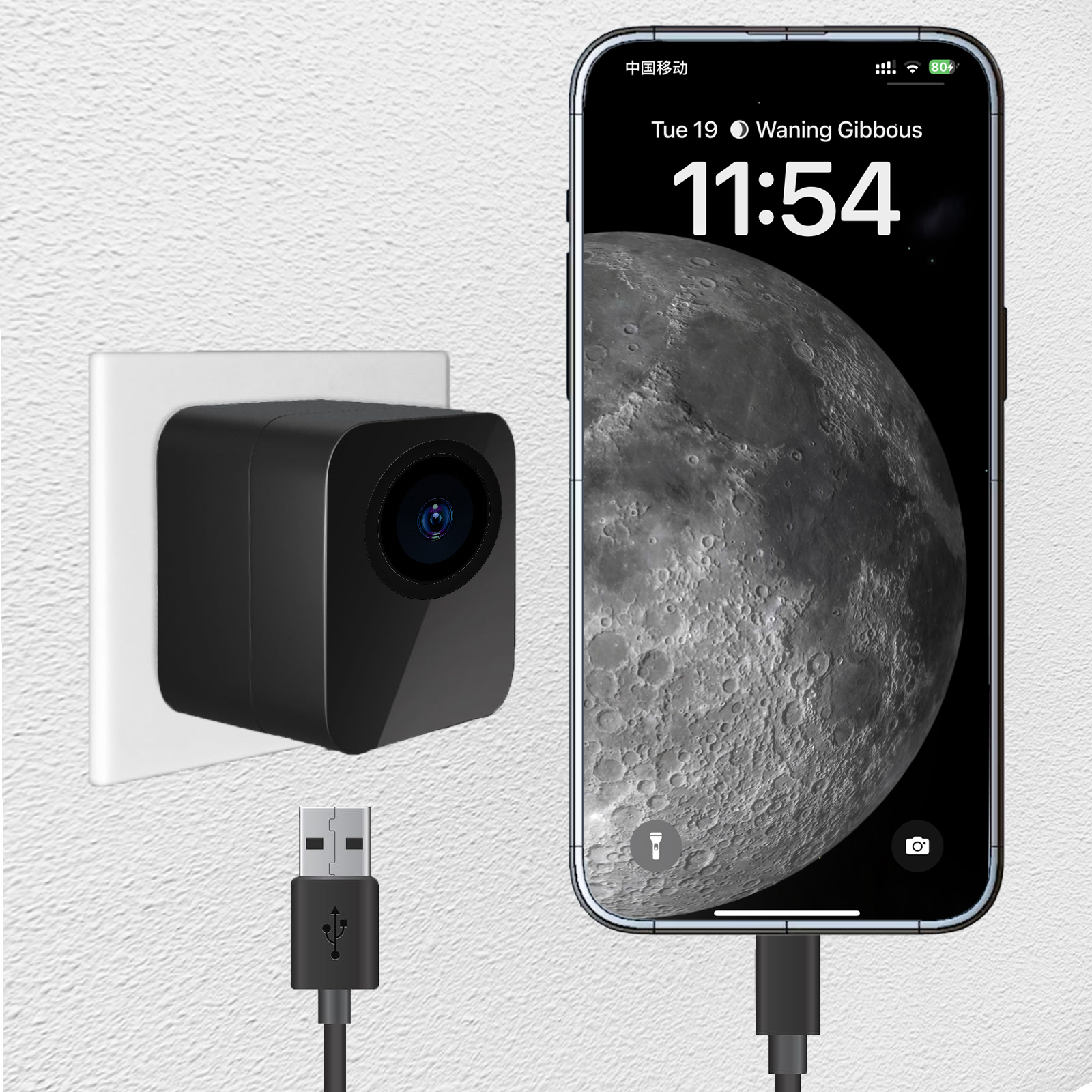 WiFi mini Wall-Mounted Camera, 720P HD, Supports Remote Monitoring and Motion Detection, Multi-Functional Home Security Camera