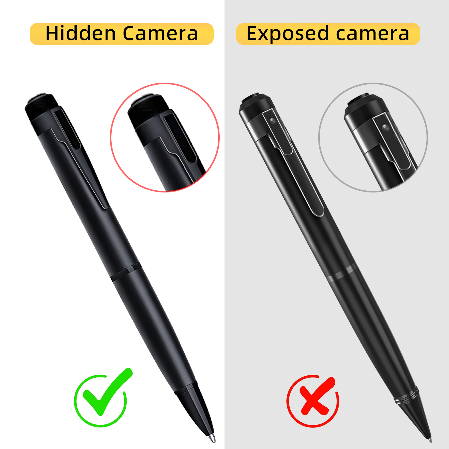 Mini 1080P Pen Camera Recorder with One-Button Operation, Portable Writing Pen Camera with 200mAh Rechargeable Battery, Easy Recording for Meetings, Lectures and Daily Use