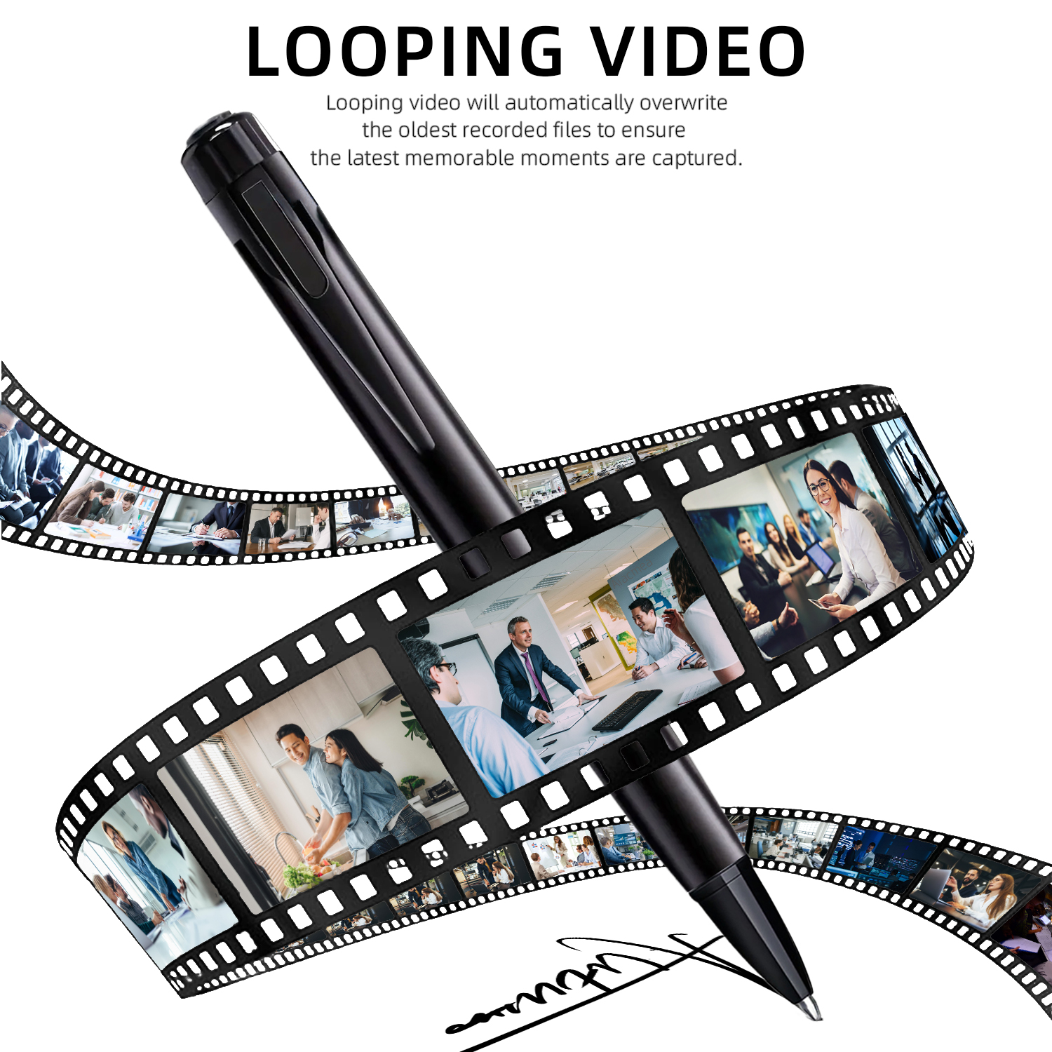 Mini 1080P Pen Camera Recorder with One-Button Operation, Portable Writing Pen Camera with 200mAh Rechargeable Battery, Easy Recording for Meetings, Lectures and Daily Use