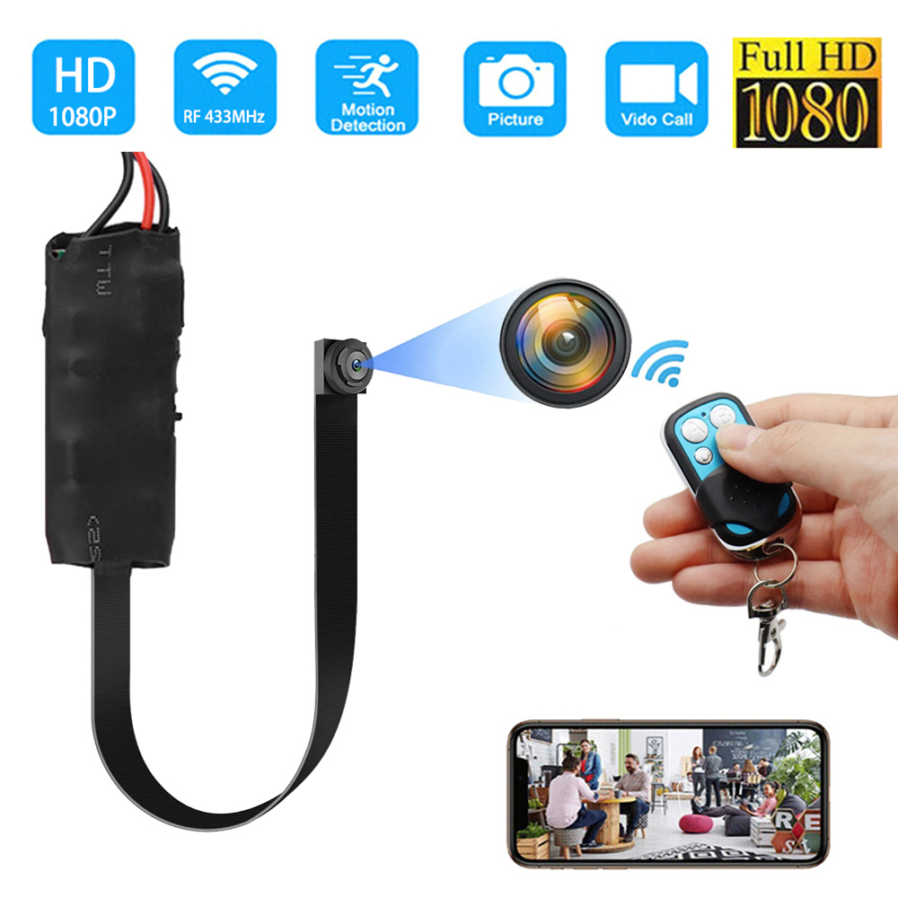 Mini DIY 1080P Camera with Remote Control, 2000mAh Battery, Motion Detection Recording, Supports up to 128GB Micro TF Card, Portable RF 433MHz Wireless Camera Module