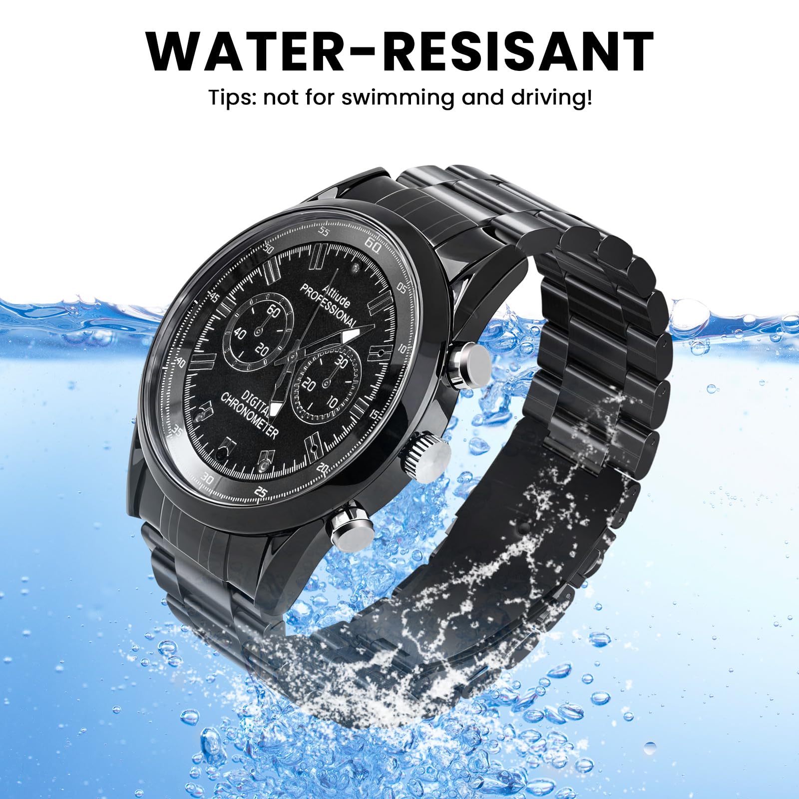 HD Waterproof Spy Watch Camera with Playback – Classic Metal Design
