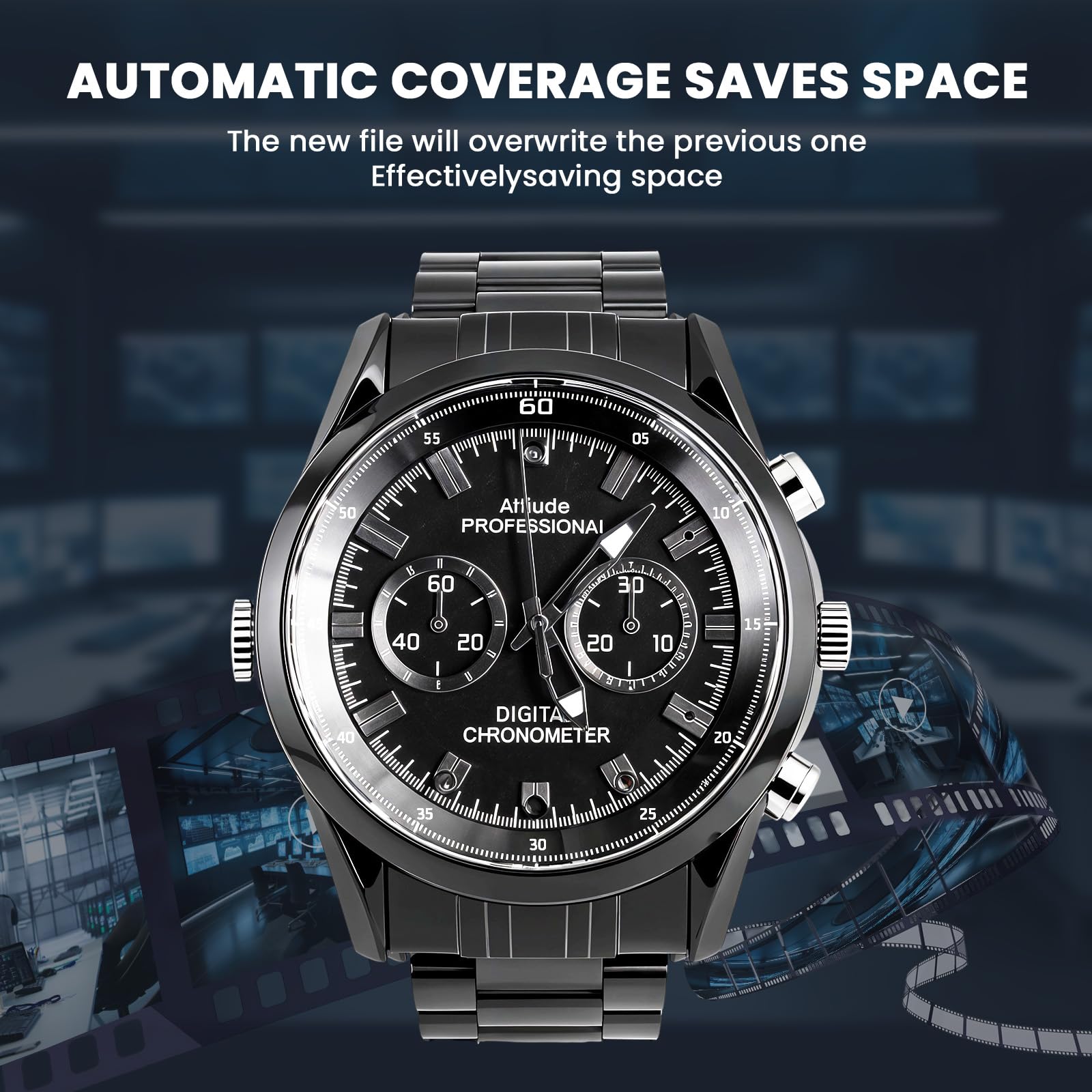 HD Waterproof Spy Watch Camera with Playback – Classic Metal Design