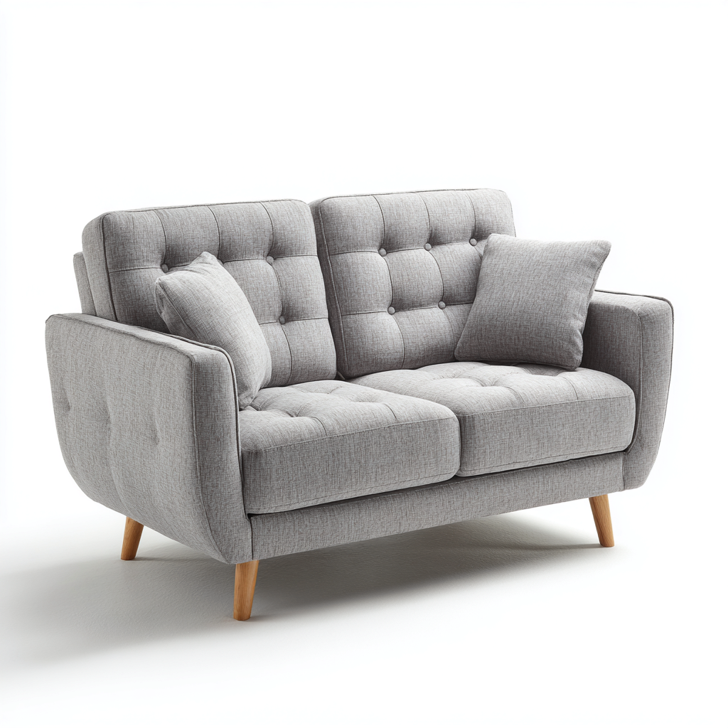 Divano lineare imbottito in tessuto 150x85 cm - grigio - design moderno per soggiorno-Oakmynest