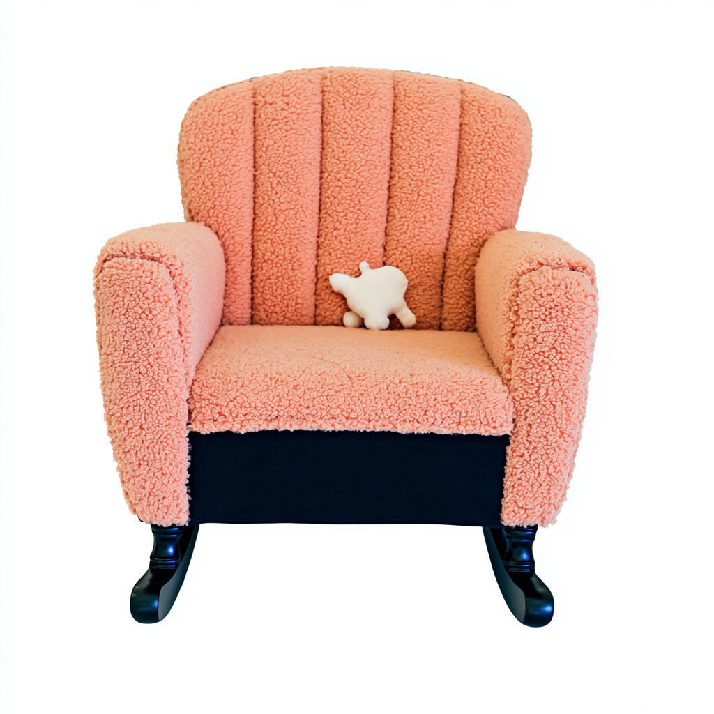 Sedia a dondolo in tessuto 52x60x65 cm - rosa-nero - design moderno per soggiorno-Oakmynest