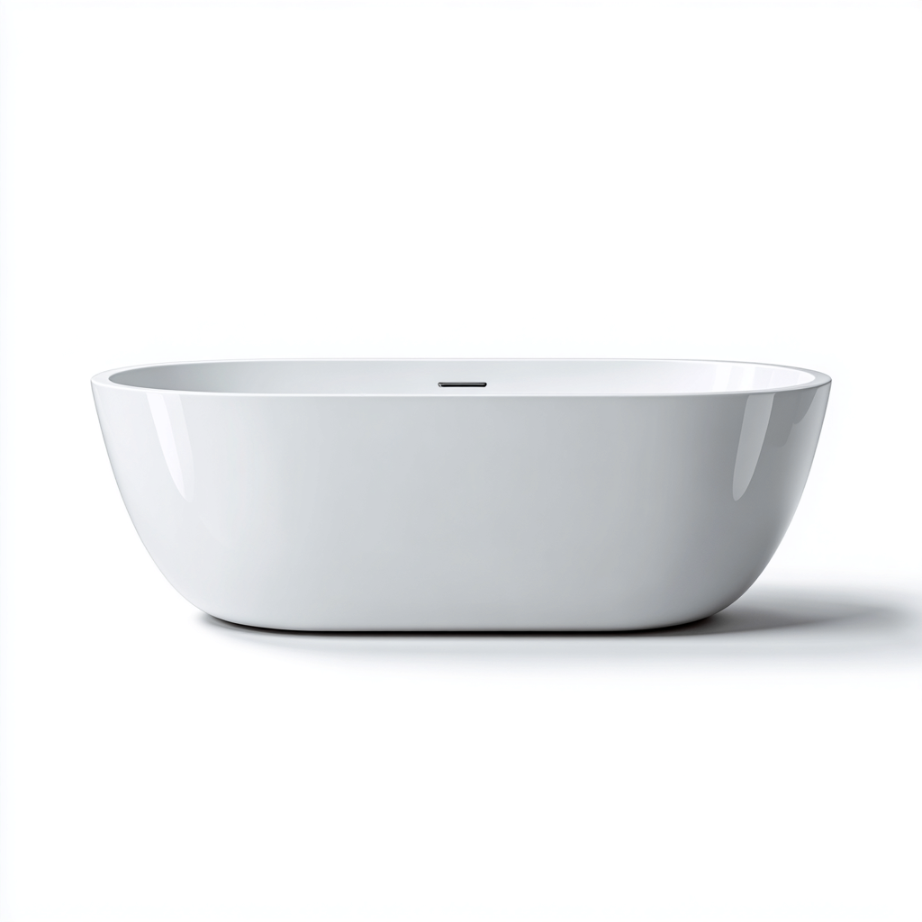 Vasca da bagno freestanding in ceramica 170x80x60 cm - bianco - design moderno con forma ovale-Oakmynest