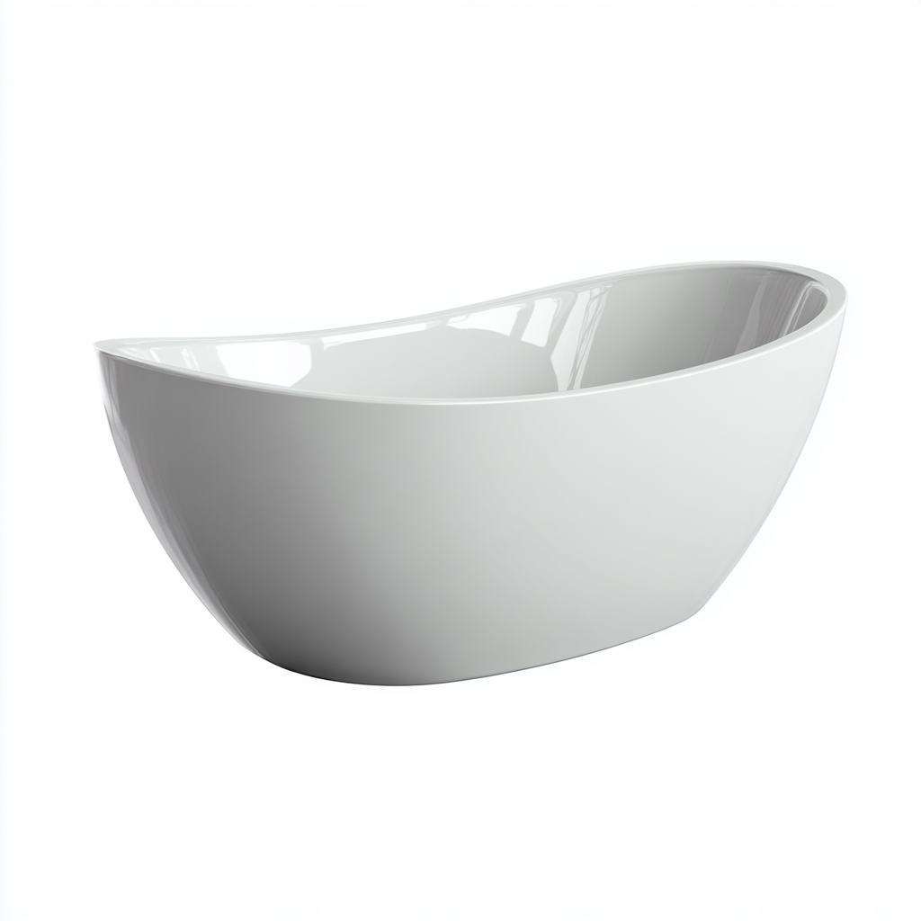 Vasca da bagno freestanding in ceramica 165x75x60 cm - bianco - design moderno con forma irregolare-Oakmynest
