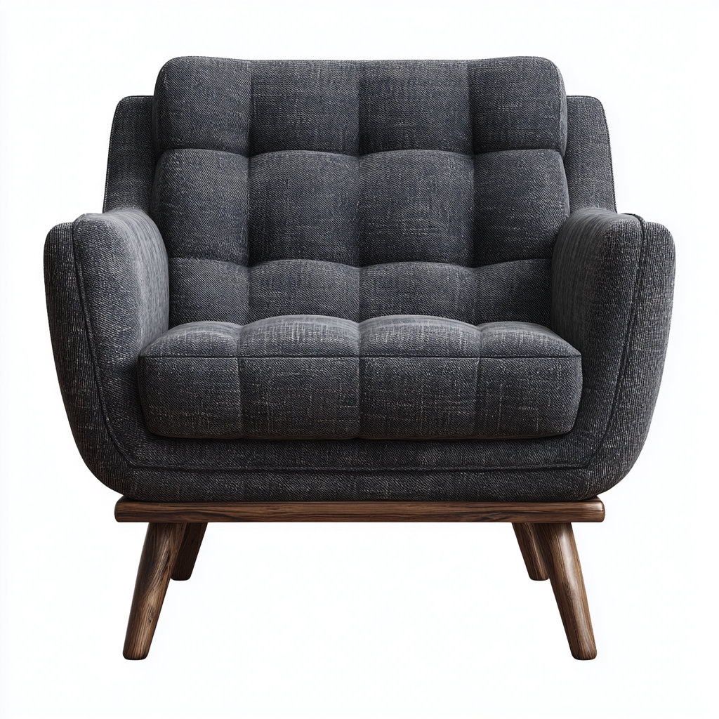 Poltrona imbottita in tessuto 78x82x88 cm - grigio scuro - design moderno per soggiorno-Oakmynest