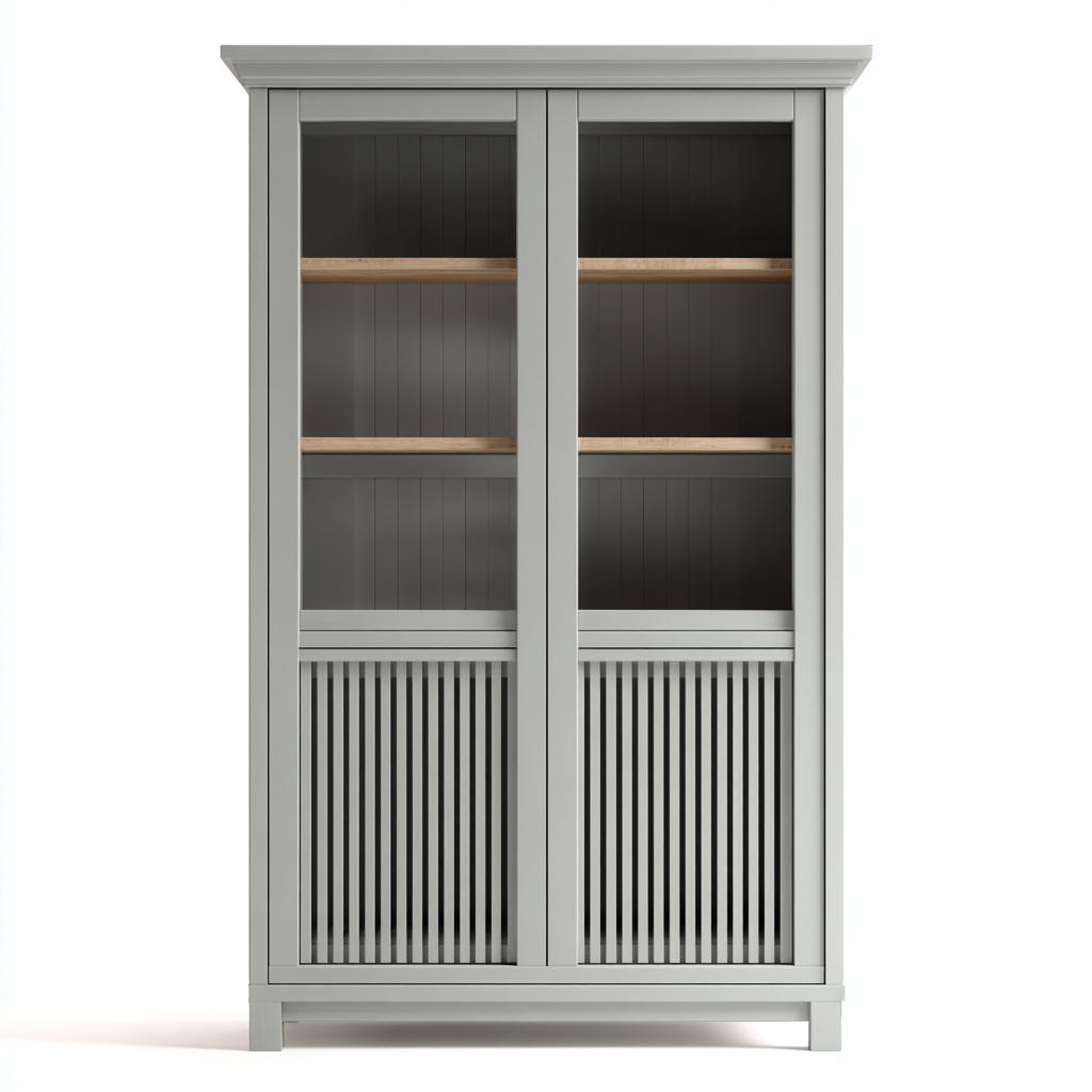 Mobile bagno a parete in legno MDF 90x30x120 cm - grigio - stile classico con ante a listelli e ripiani-Oakmynest