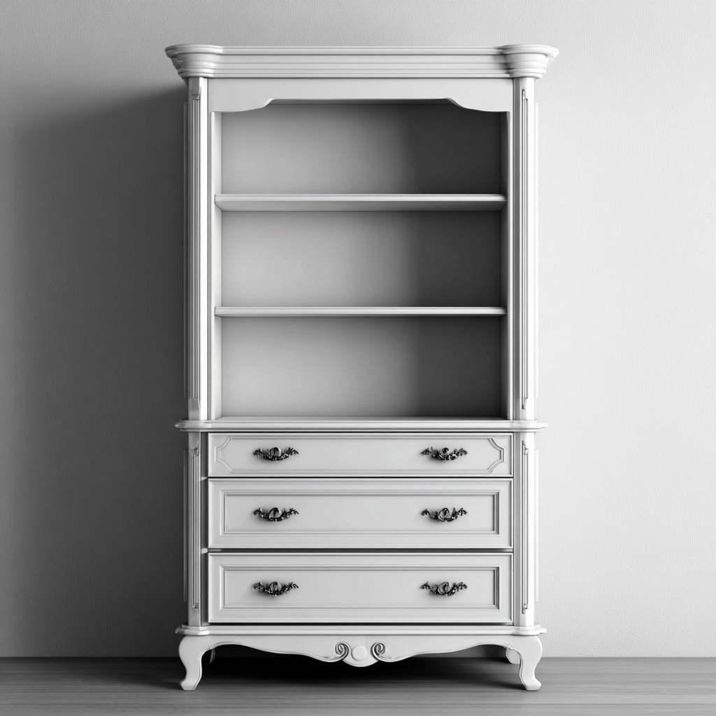 Librerie legno con cassetti 90x40x180 cm - bianco - stile classico per soggiorno e studio-Oakmynest