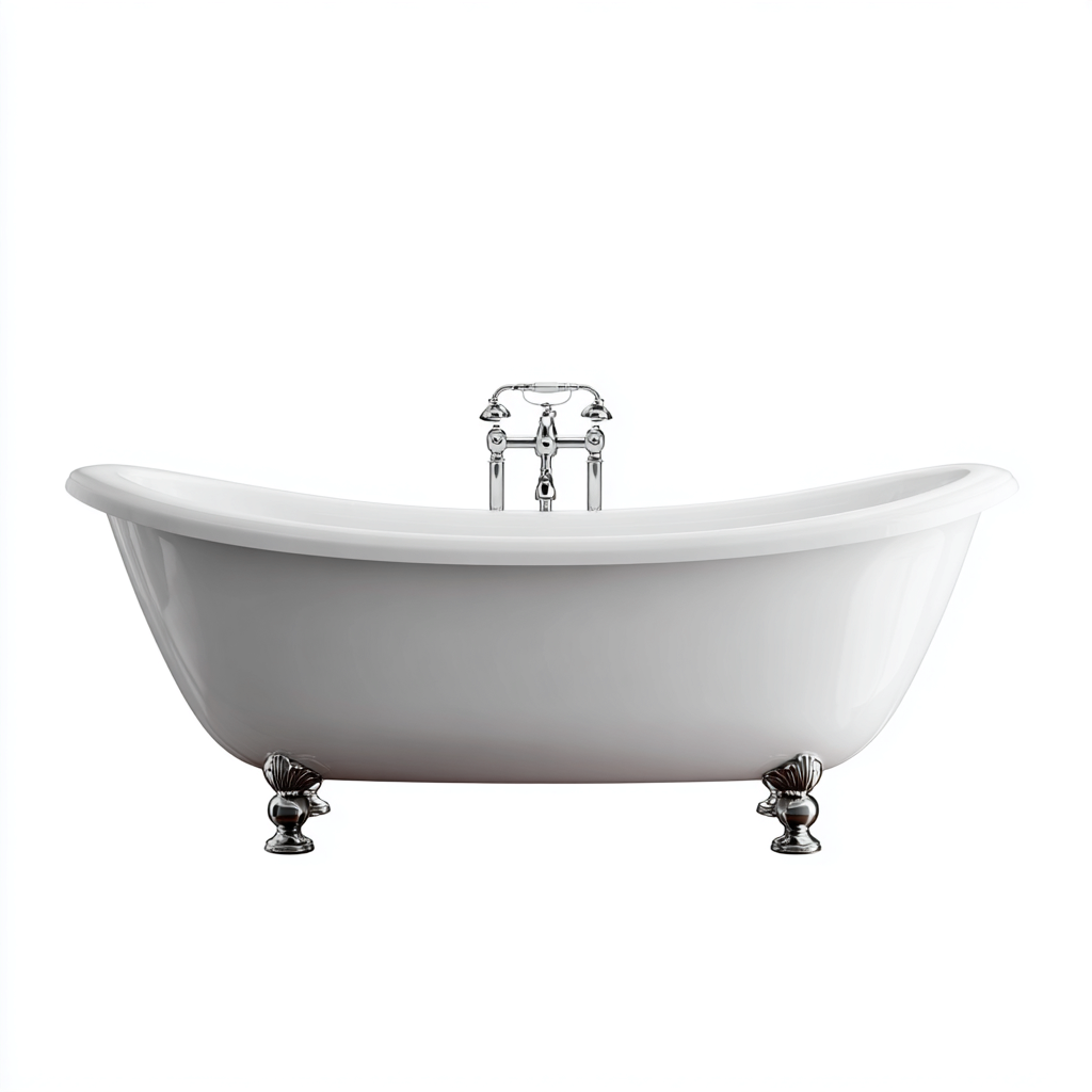 Vasca da bagno freestanding in ceramica 170x75x68 cm - bianco - stile classico con piedini-Oakmynest