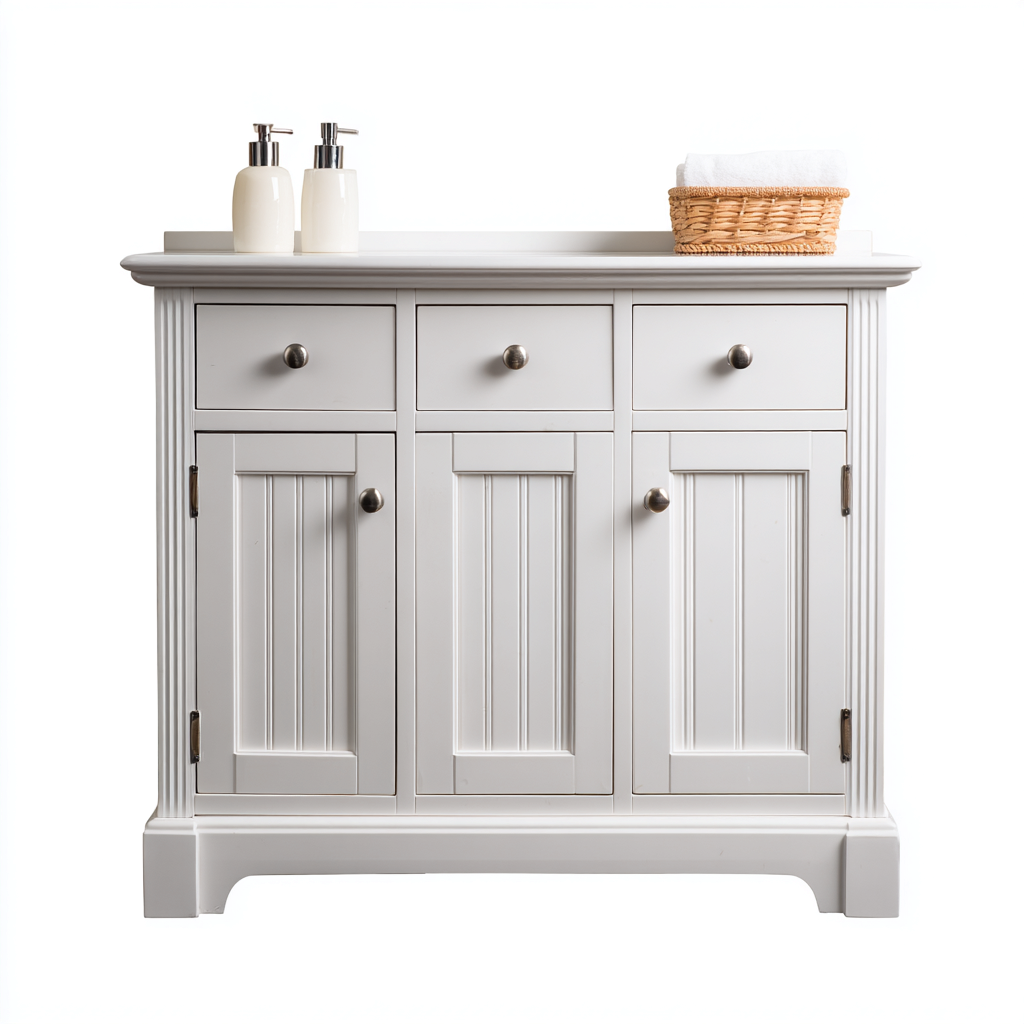 Mobile bagno in legno MDF 100x45x85 cm - bianco - stile classico con cassetti e ante-Oakmynest