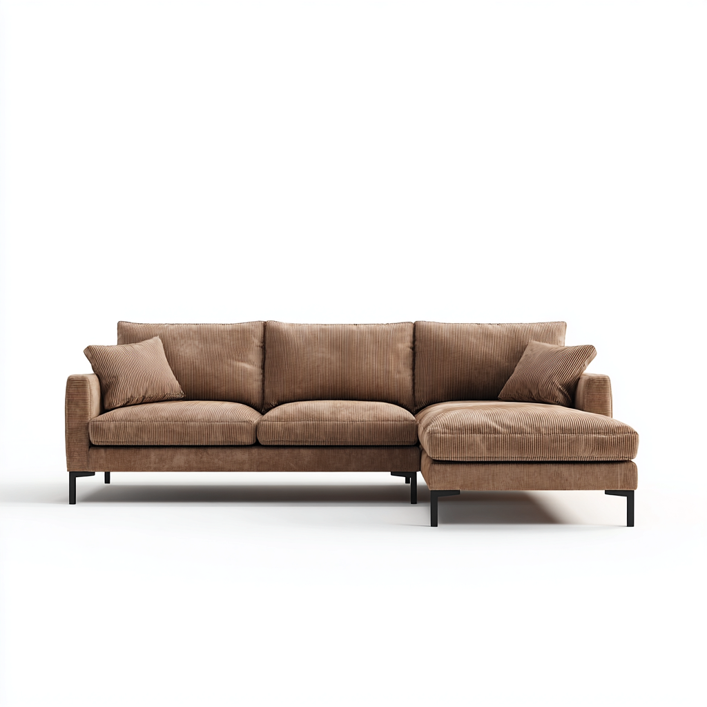 Divano angolare in tessuto a coste 270x165x85 cm - marrone - design moderno per soggiorno-Oakmynest