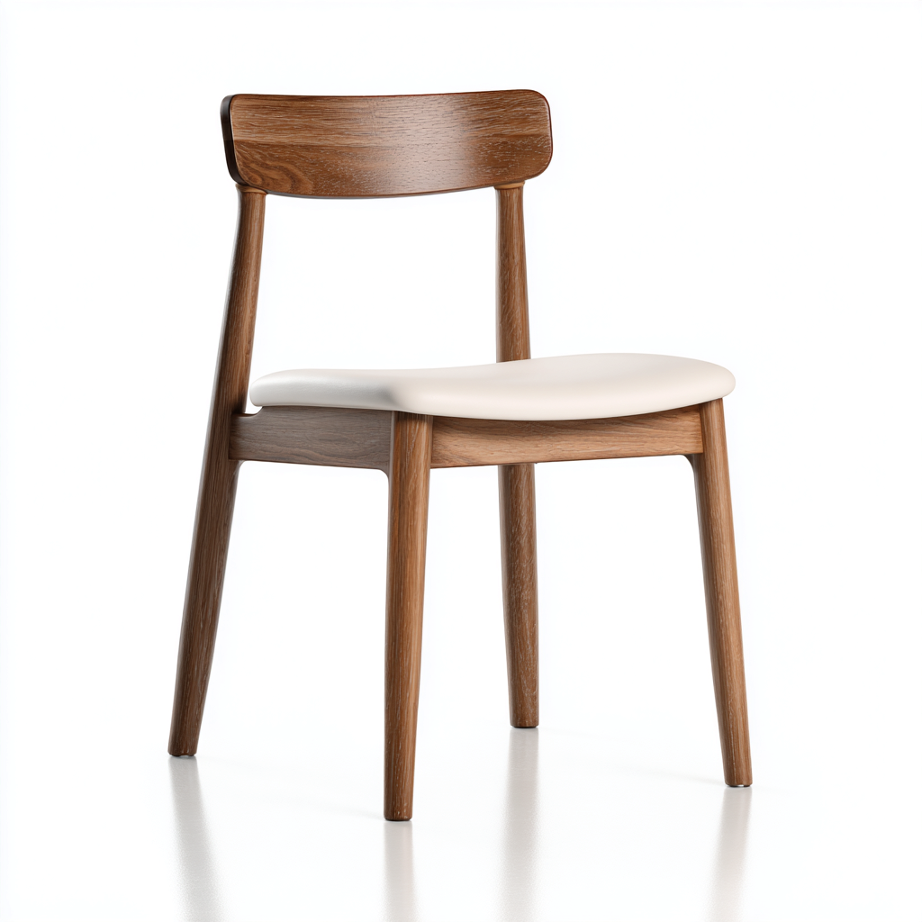 Sedia da pranzo in legno massello con seduta imbottita 50x52x80 cm - noce e bianco crema - design moderno-Oakmynest