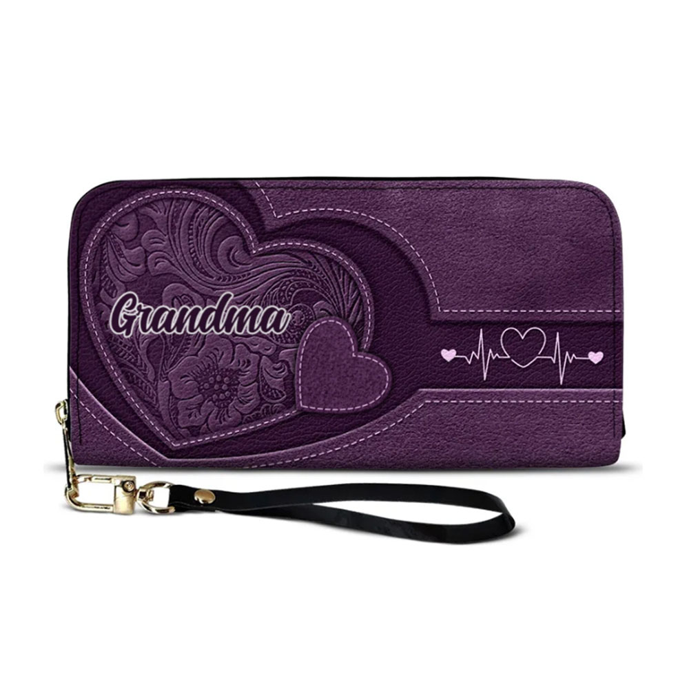 Mom/Grandma's Little Sweethearts - Personalized Leather Long Wallet