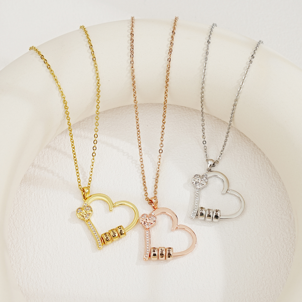 Mother's Day Gift🎁 Mother's Love Necklace, Diamond Heart Bead Necklace