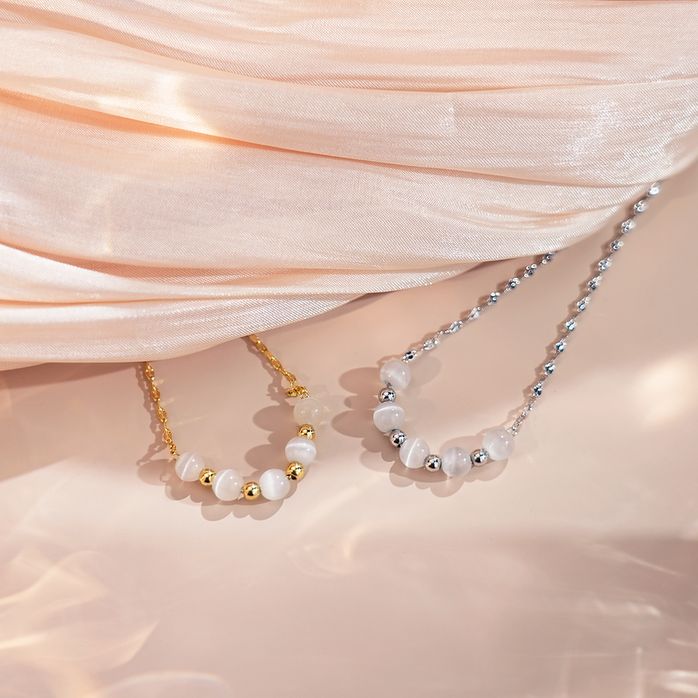 White Crystal Bead Necklace