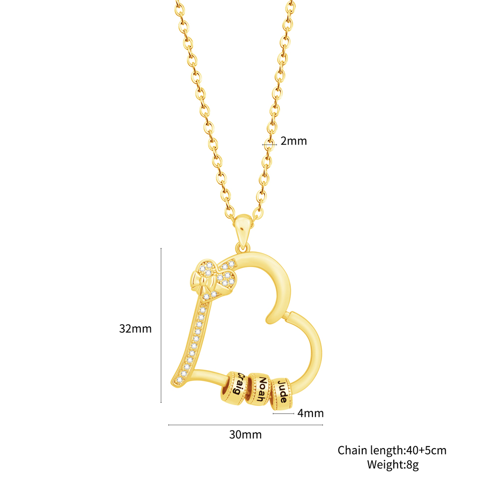 Mother's Day Gift🎁 Mother's Love Necklace, Diamond Heart Bead Necklace