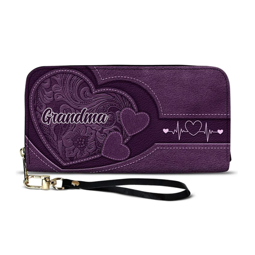 Mom/Grandma's Little Sweethearts - Personalized Leather Long Wallet