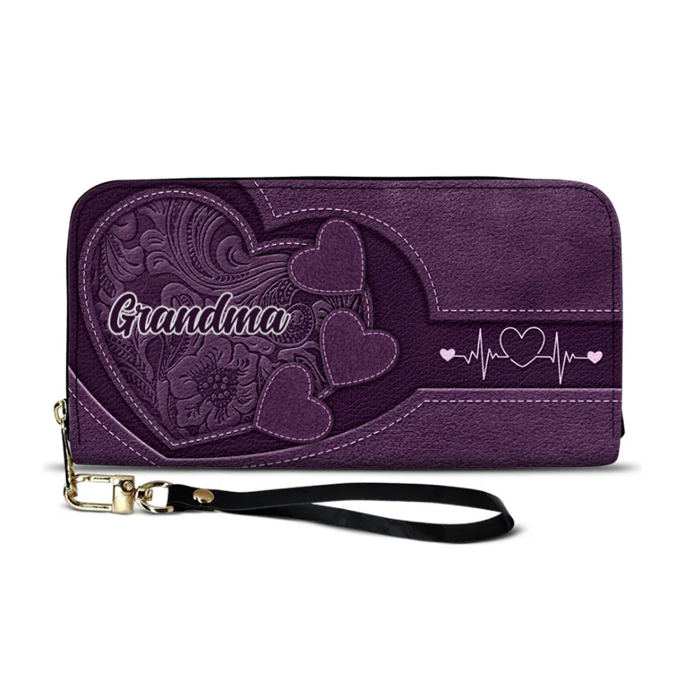 Mom/Grandma's Little Sweethearts - Personalized Leather Long Wallet