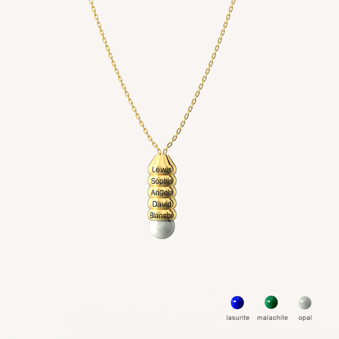 "Caterpillar" Energy Stone Conical Bead Necklace