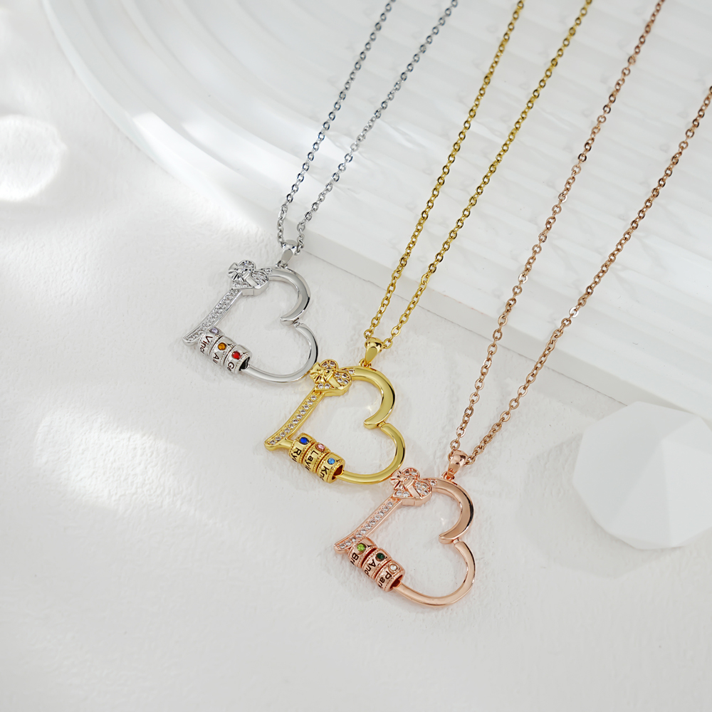 Mother's Day Gift🎁 Mother's Love Necklace, Diamond Heart Bead Necklace