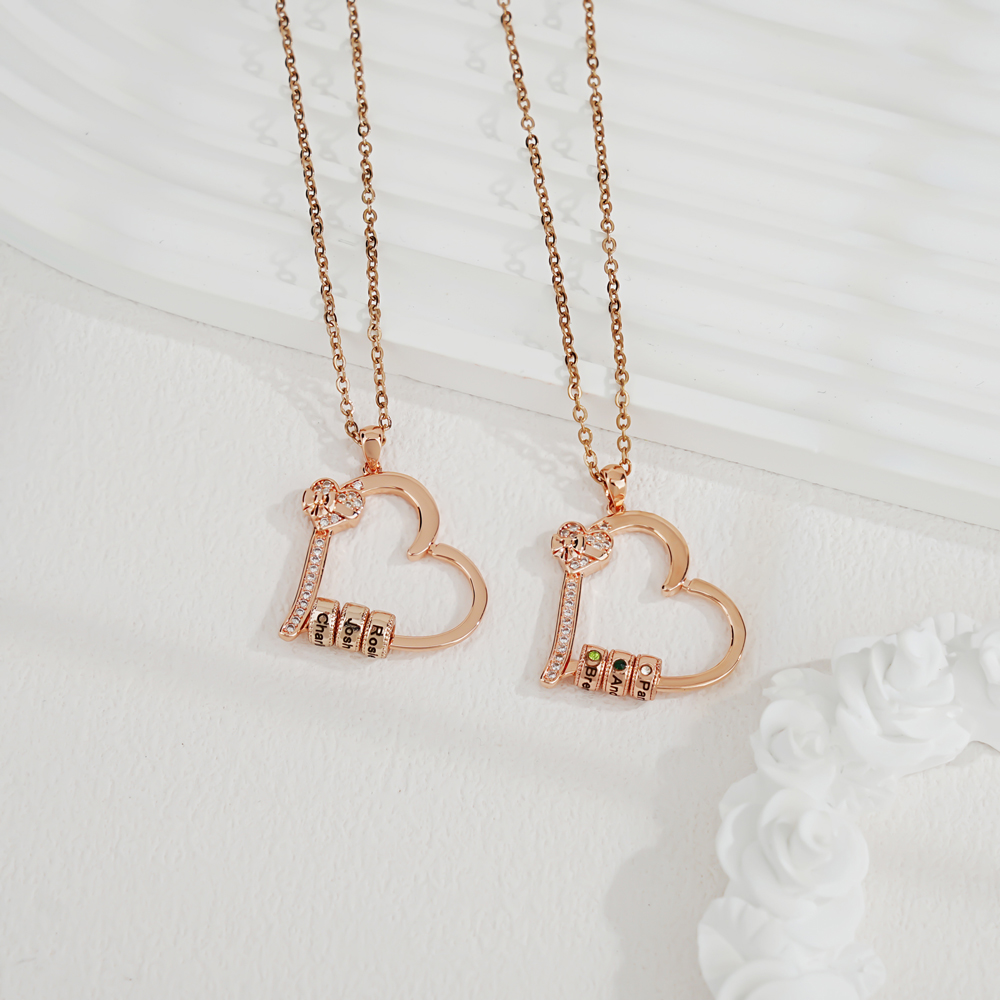 Mother's Day Gift🎁 Mother's Love Necklace, Diamond Heart Bead Necklace