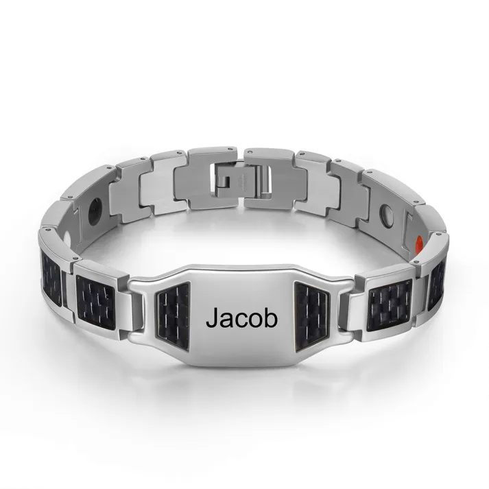 Personalized Men Bracelet wtih Name Custom Stainless Steel Bracelet For Him-Free Gift Box