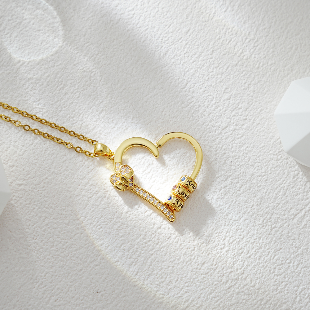 Mother's Day Gift🎁 Mother's Love Necklace, Diamond Heart Bead Necklace