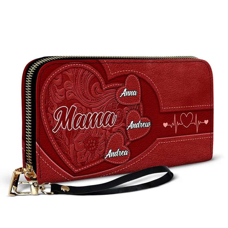 Grandma/Mom's Little Sweethearts - Personalized Leather Long Wallet