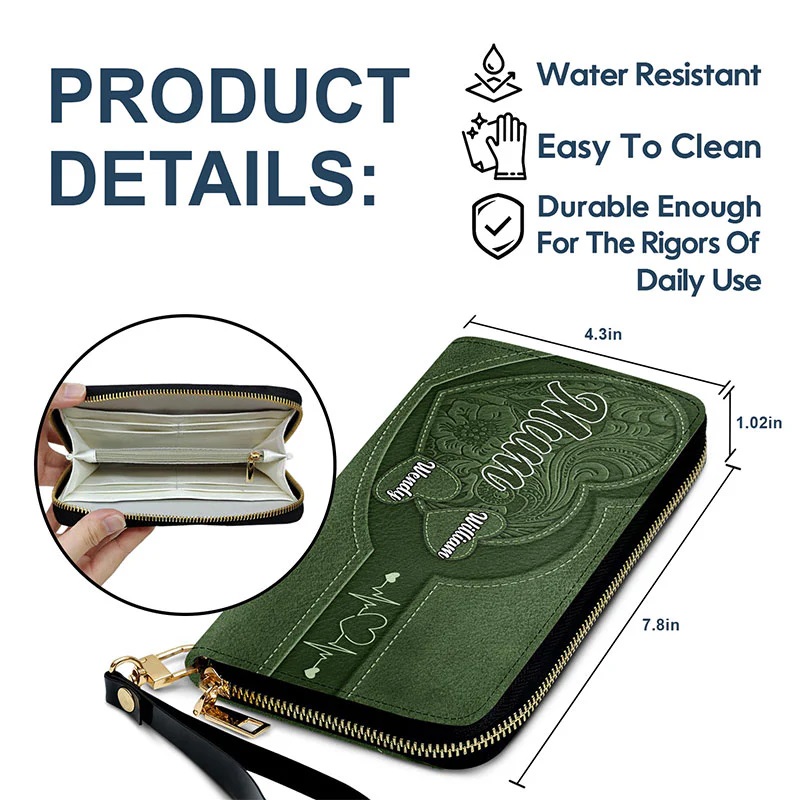 Mom/Grandma's Little Sweethearts - Personalized Leather Long Wallet