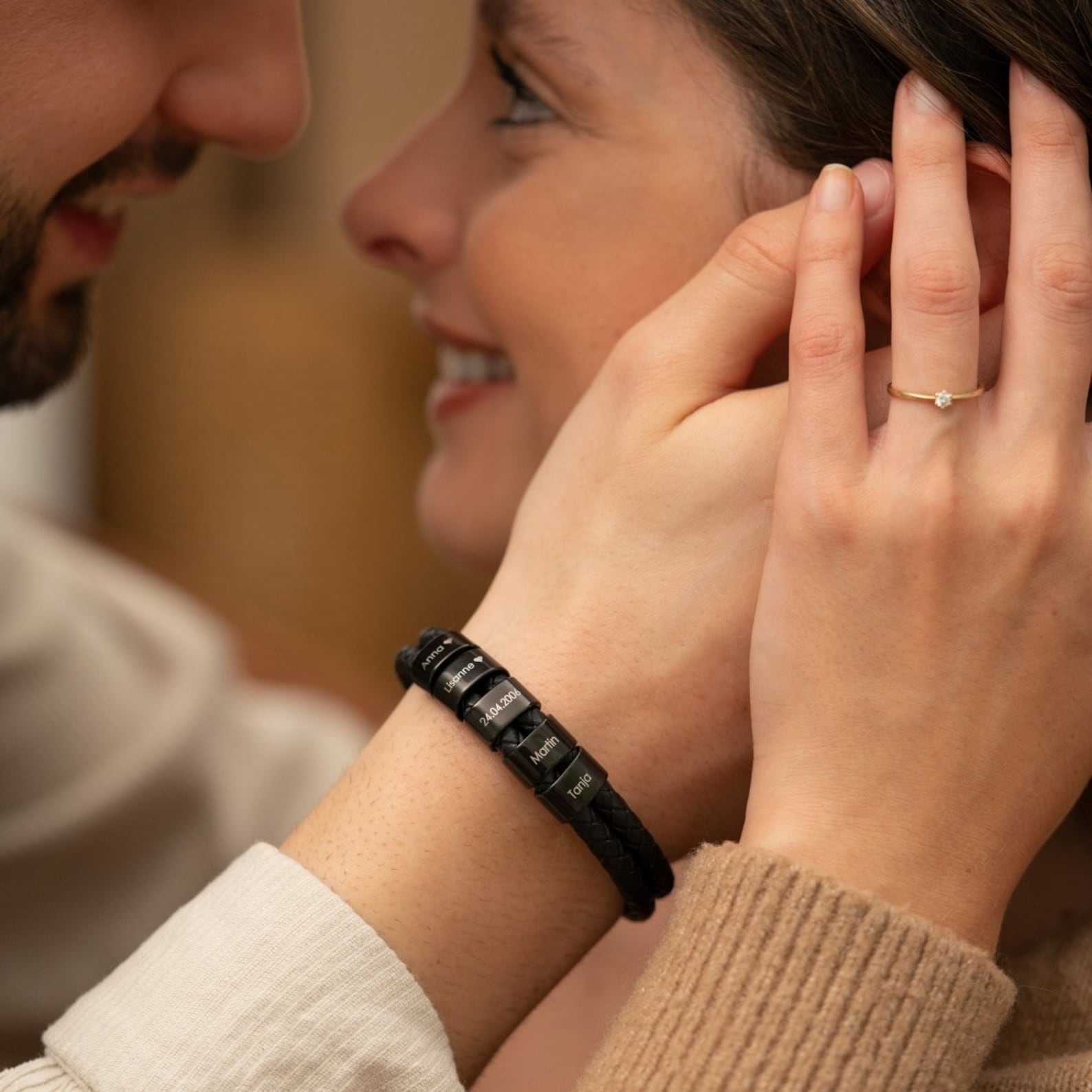 Father's Day🎁 Men Leather Bracelet with Engraved Beads