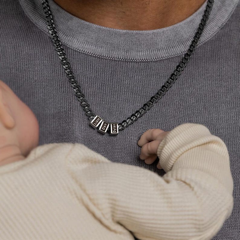 Father's Day Gift 🎁 Customized Bead Name Cuban Necklace For Father