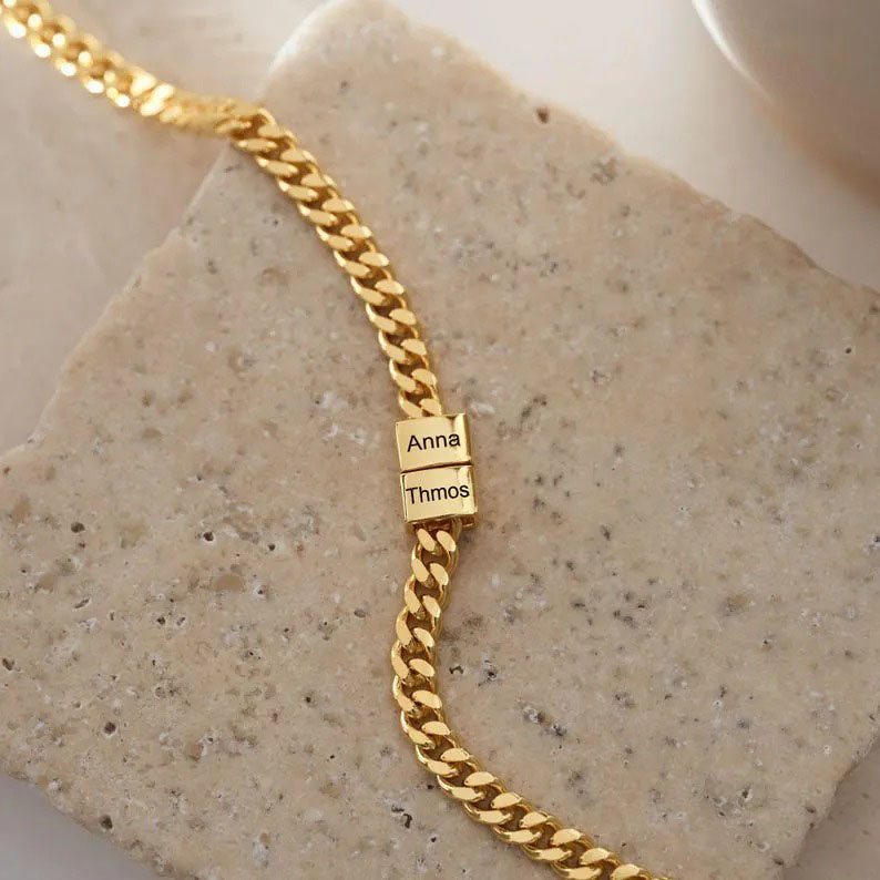 Customized Gift For Dad🎁 Cuban Chain Name Beaded Necklace