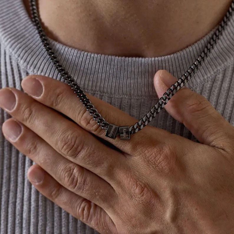 Customized Gift For Dad🎁 Cuban Chain Name Beaded Necklace