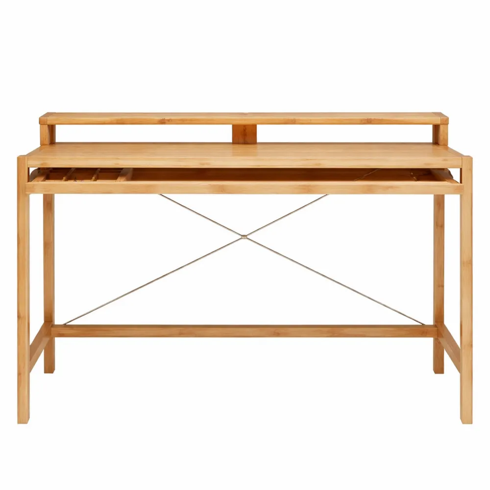 Table de bureau en bambou avec emplacement pour clavier