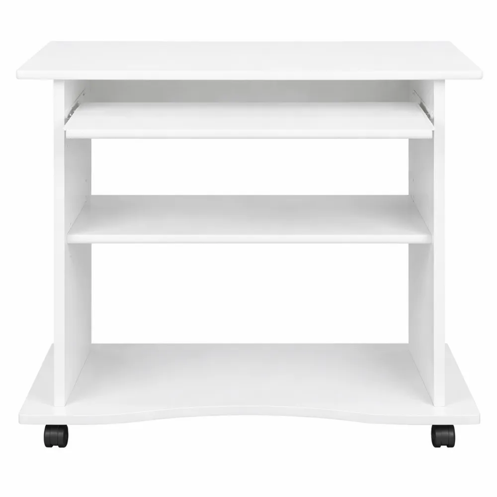 Table de Travail Mobile avec Tiroir Coulissant - 80 x 50 x 75cm - Blanc