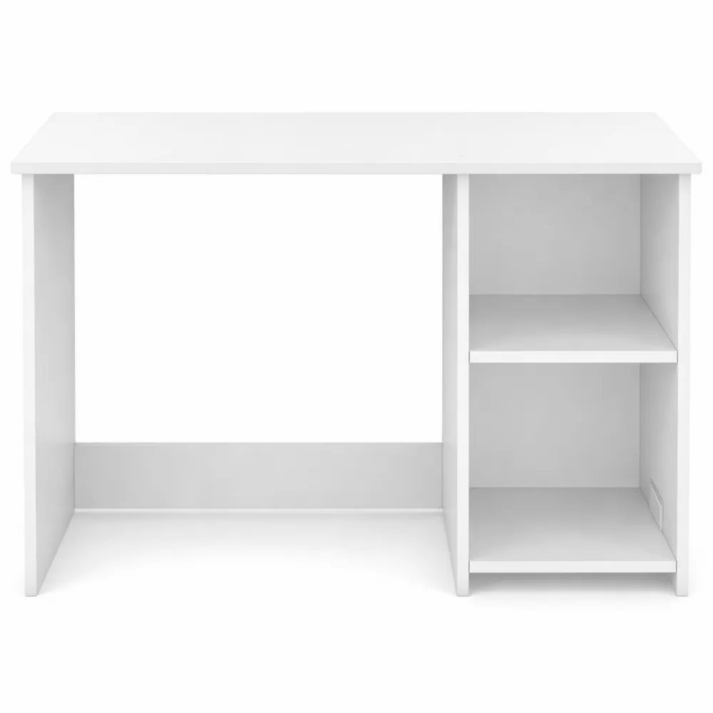 Bureau Informatique Moderne avec Étagères, Table en Bois, Facile à Monter, 80 x 40 x 74 cm, Blanc