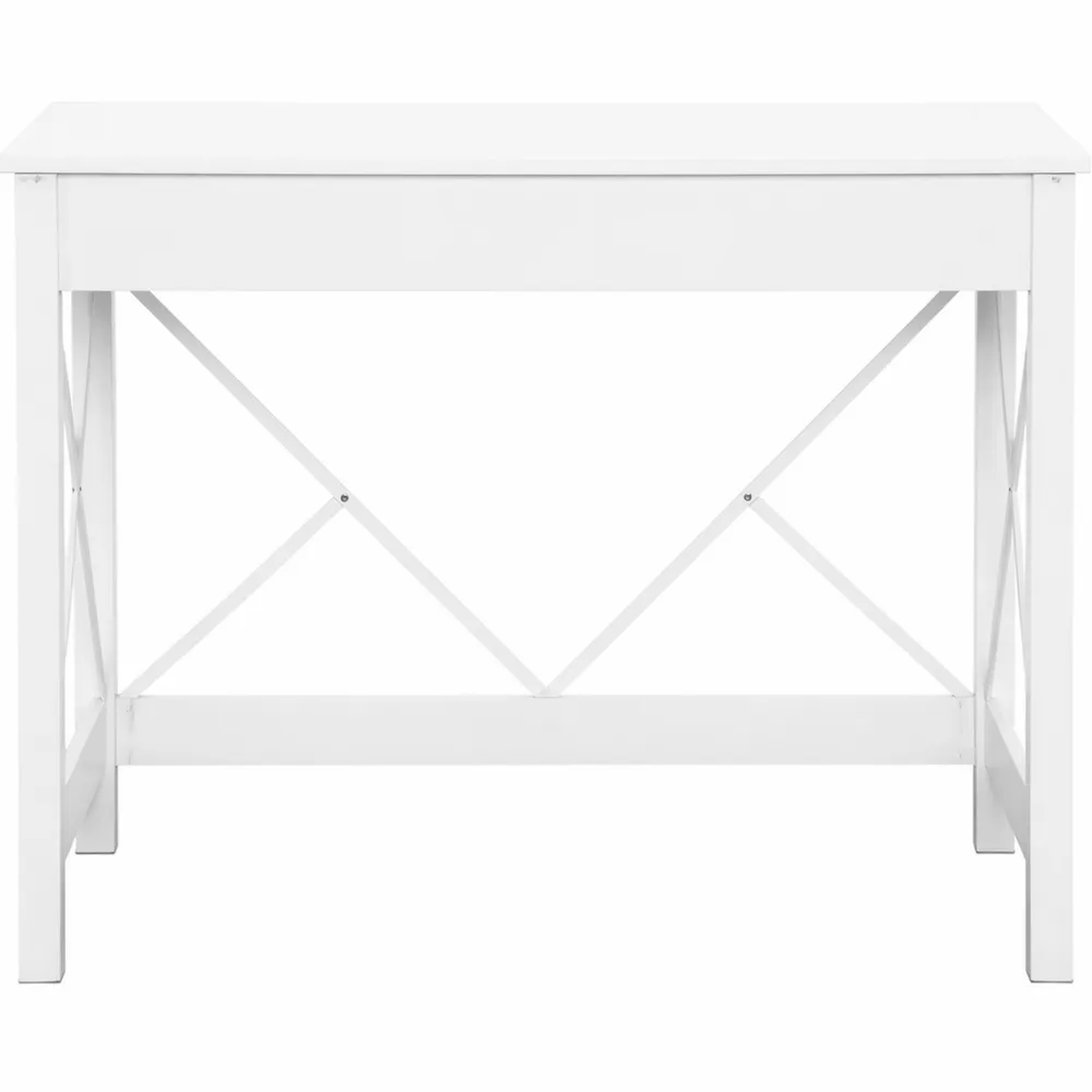 Table de Travail Moderne pour Petit Espace, Cadre Renforcé, Blanc