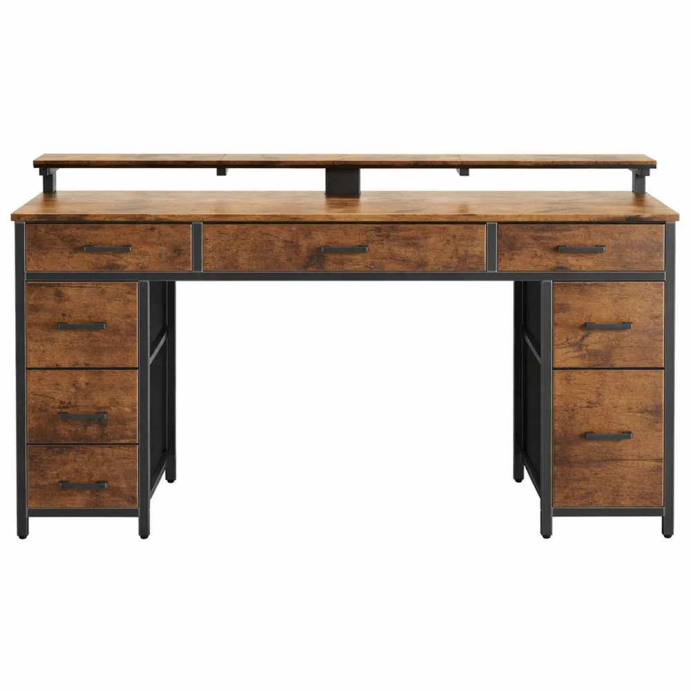 Bureau multifonction avec tiroirs en tissu et ports USB