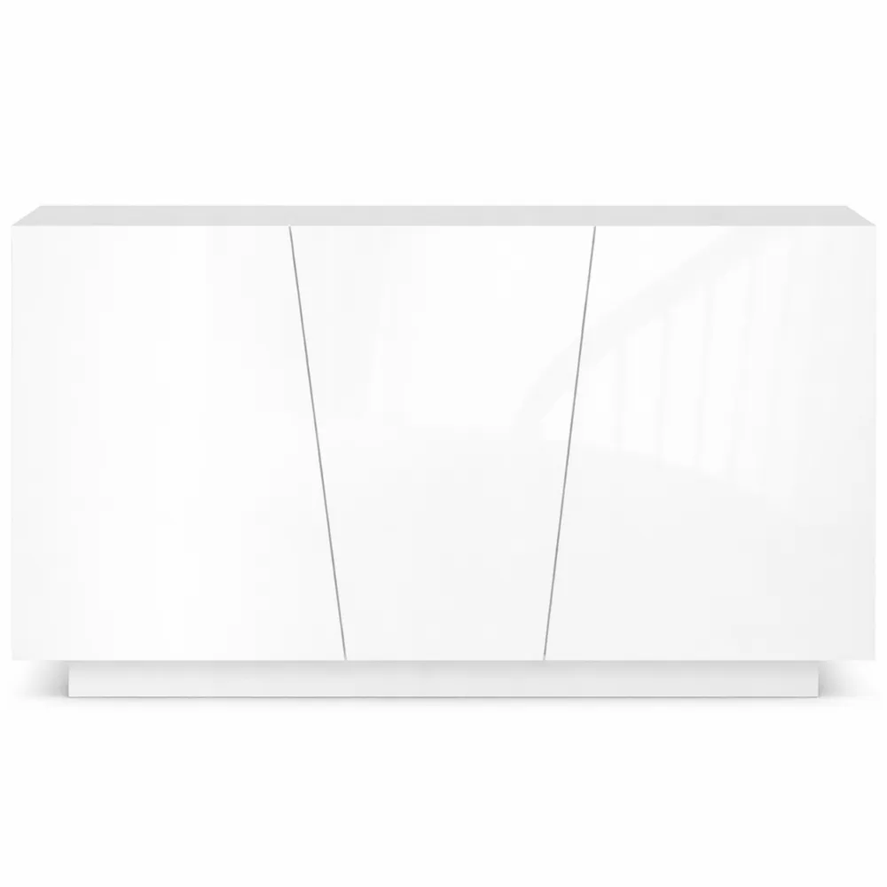 Buffet Moderne Brillant avec Portes Géométriques et Étagères Ajustables