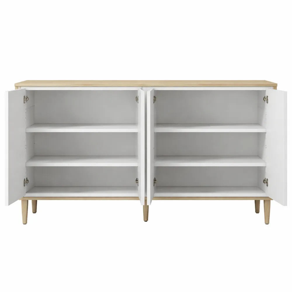 Buffet Moderne Blanc Brillant 180x38x79 cm