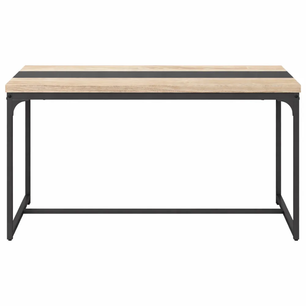 Table à Manger pour 6 Personnes, Style Industriel, Métal Noir et Bois, 120 x 89 x 75,5 cm