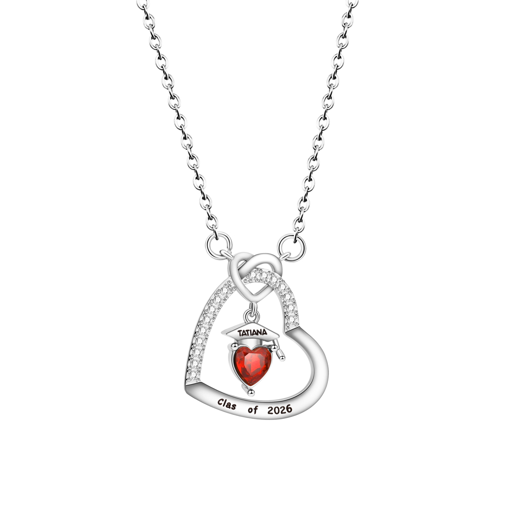 Personalized Graduation Cap Birthstone Necklace,Class of 2026