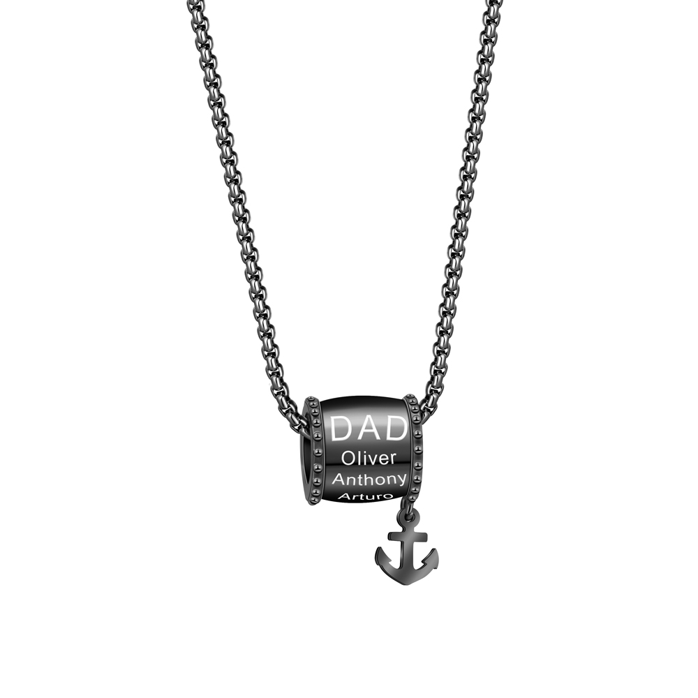 Personalized Family Name Cylinder Bead Necklace 