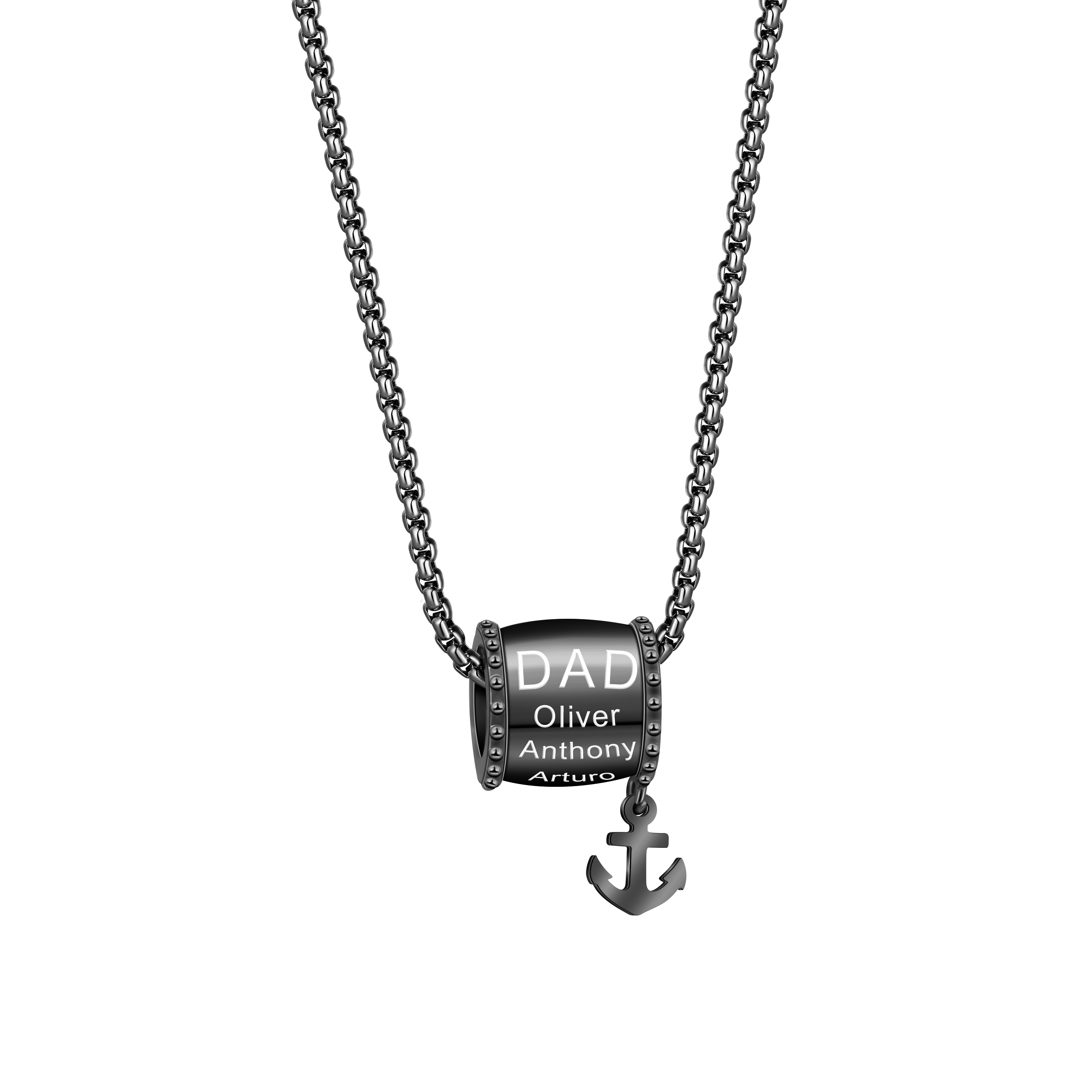 Personalized Family Name Cylinder Bead Necklace 