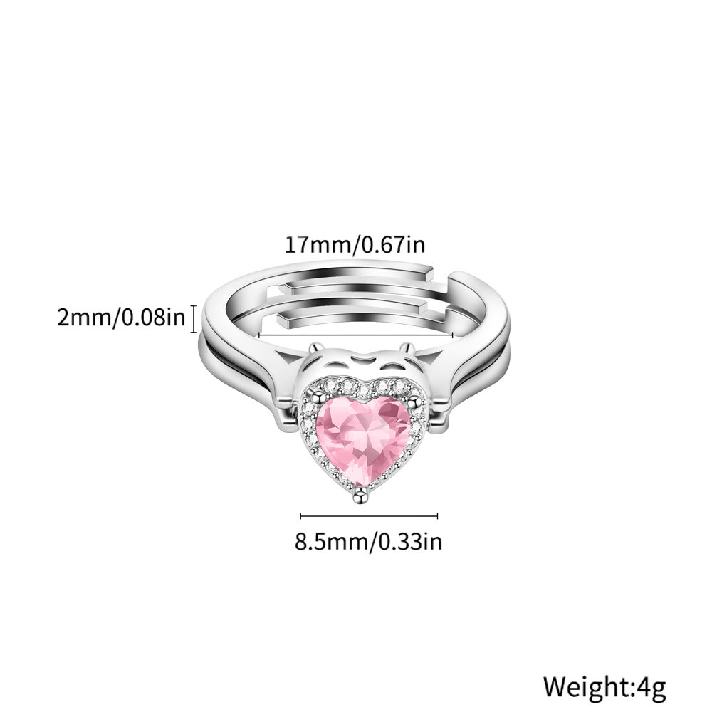 Halo Heart Cut Personalized Gemstone Reversible Ring